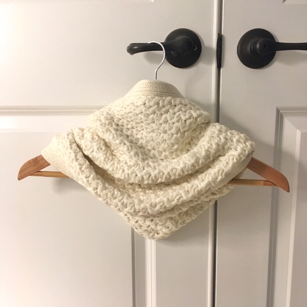 LOFT Ivory and Gold Cowl Neck Infinity Scarf